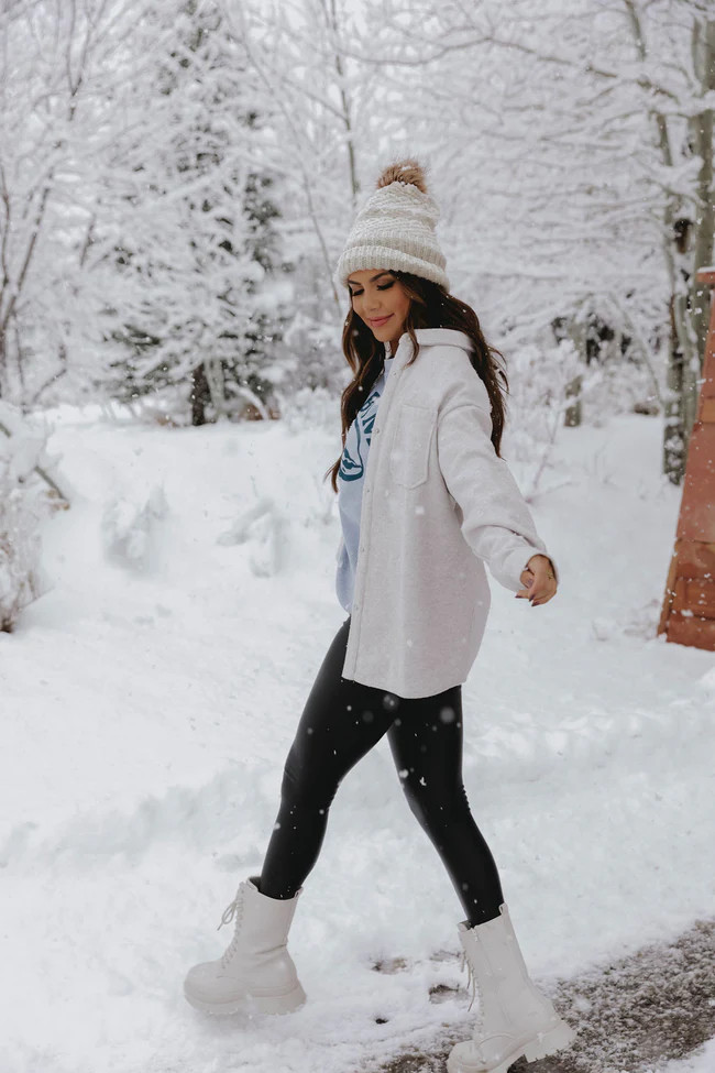 Stealing Your Time Beige Faux Wool Shacket | The Pink Lily Boutique