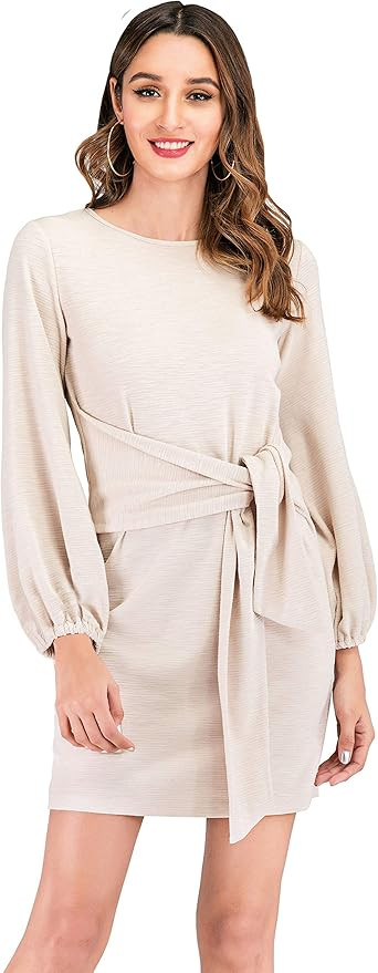 R.Vivimos Women's Autumn Winter Cotton Long Sleeves Elegant Knitted Bodycon Tie Waist Sweater Pen... | Amazon (US)