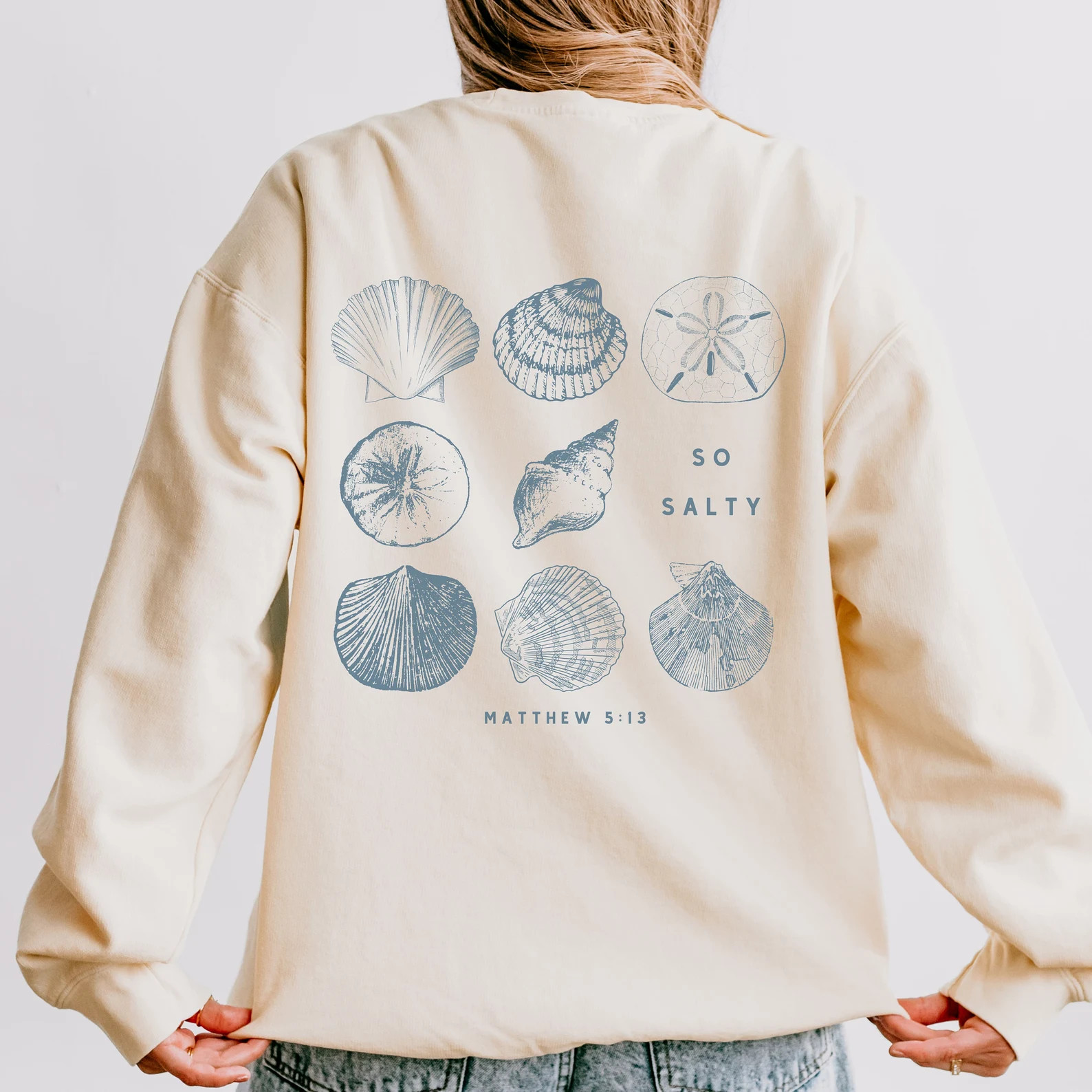 So Salty Seashell Christian Sweatshirt: Coastal Bible Verse Apparel - Etsy | Etsy (US)