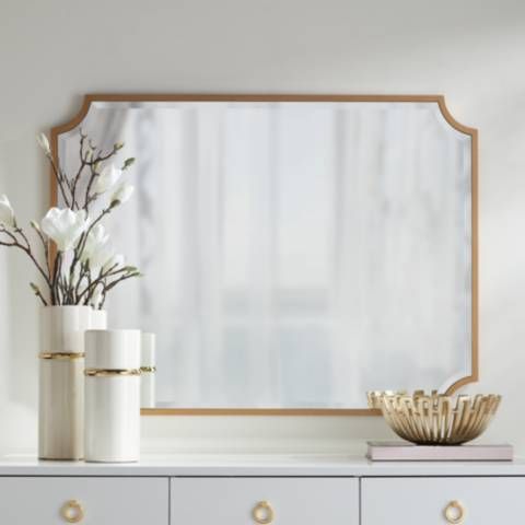 Jacinda Antique Gold 30" x 40" Rounded Cut Edge Wall Mirror | Lamps Plus