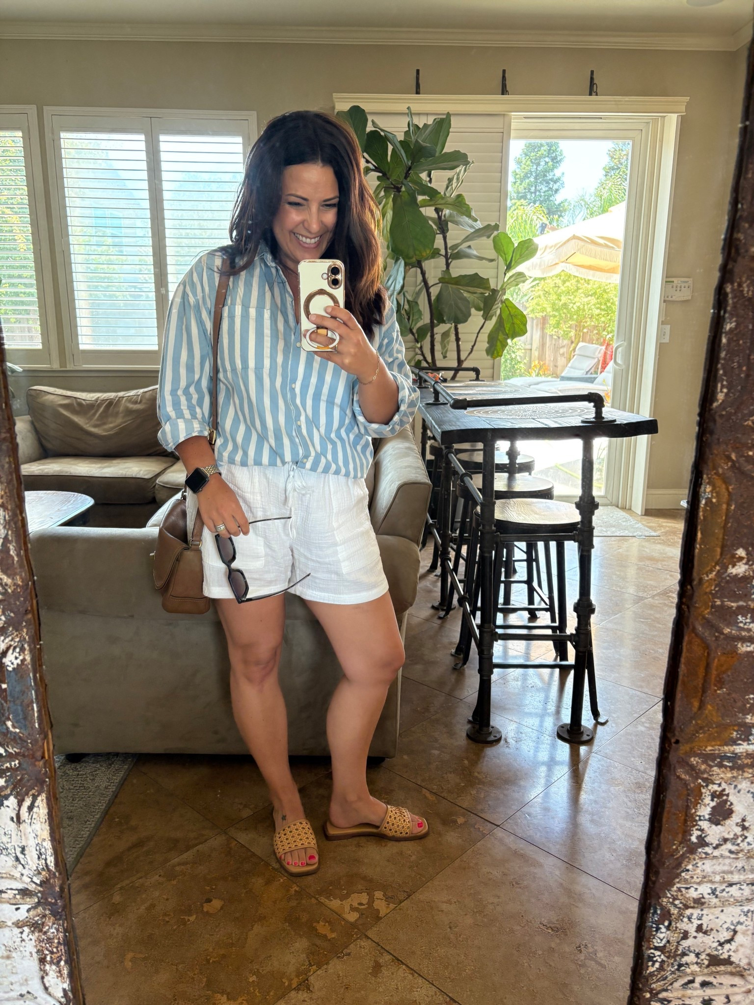 Gauze linen shorts and another striped button down shirt for a busy start to the week. 

Summer style
Preppy Outfitts

#LTKOver40 #LTKPetite #LTKShoeCrush