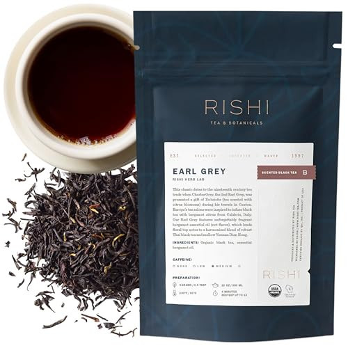 Rishi Tea Earl Grey Tea - Organic Loose Leaf Pure Black Tea with Bergamot Oil, Energizing & Caffeinated - 4 Ounces, 12+ Servings | Amazon (US)
