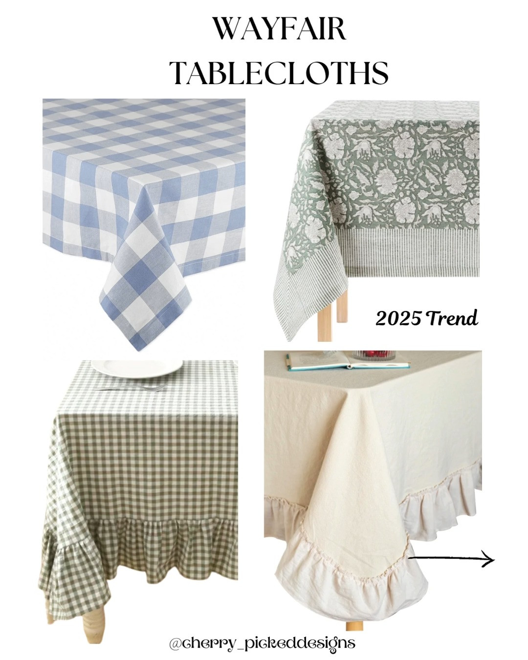 I am so happy tablecloths are trending again in 2025. My table has anything from fingernail polish to paint on it! Also, such a easy and inexpensive way to change things up and give a refresh to a space. @wayfair has some designer looking tablecloths and they are having their Presidents Day Sale right now.





 

 #LTKHome #LTKSaleAlert #LTKFindsUnder50