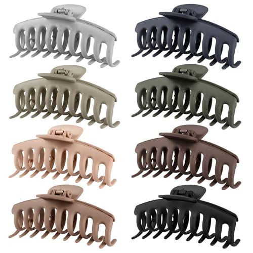 TOCESS Hair Claw Clips for Women – Large Clips for Thin Thick Hair Big Neutral Claw for Curly Hair Matte Nonslip Strong Hold 4.33 Inch Jumbo Claws Jaw Set (8 Pcs) | Amazon (US)