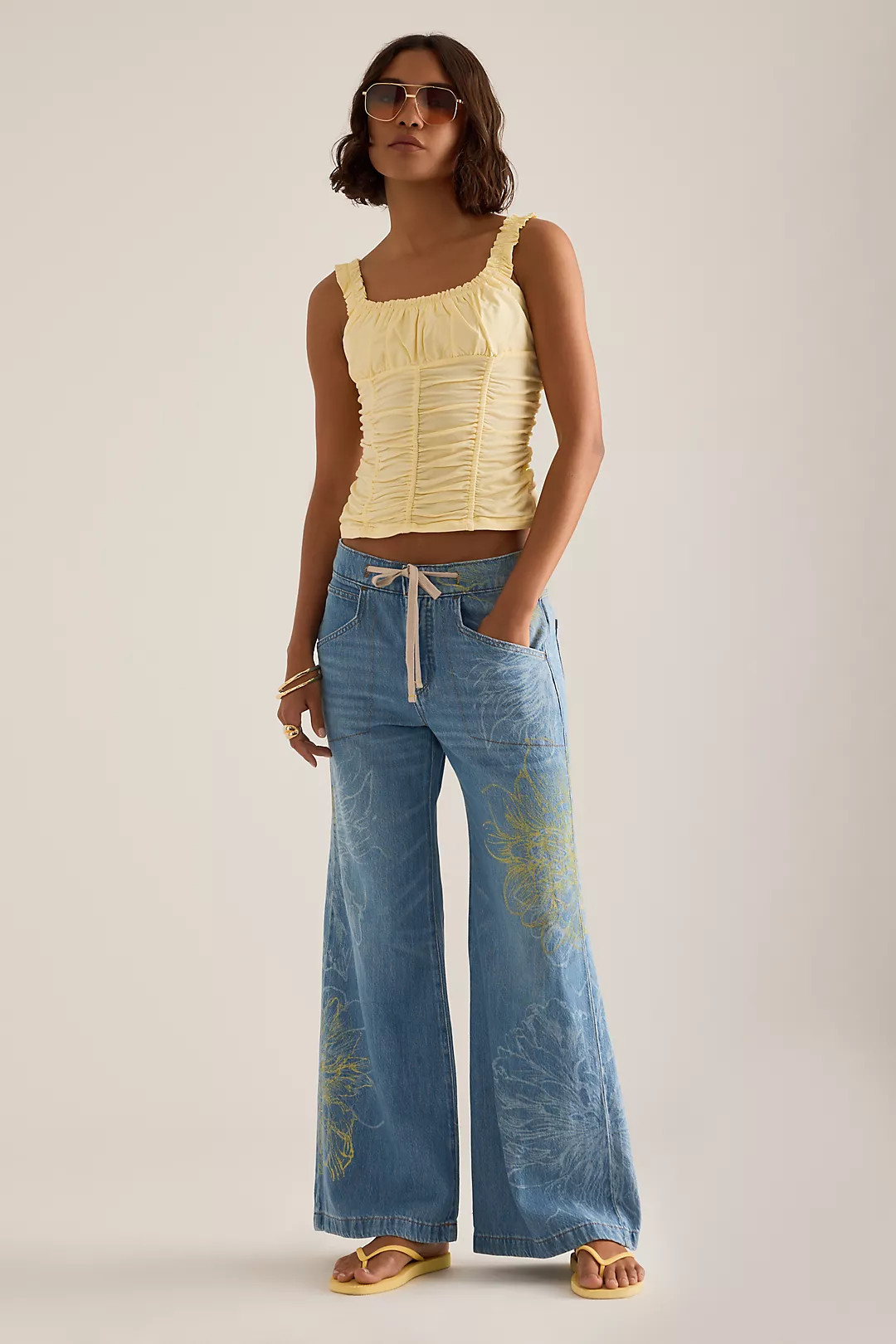 Ellis High-Rise Wide-Leg Drawstring Jeans by Pilcro | Anthropologie (US)