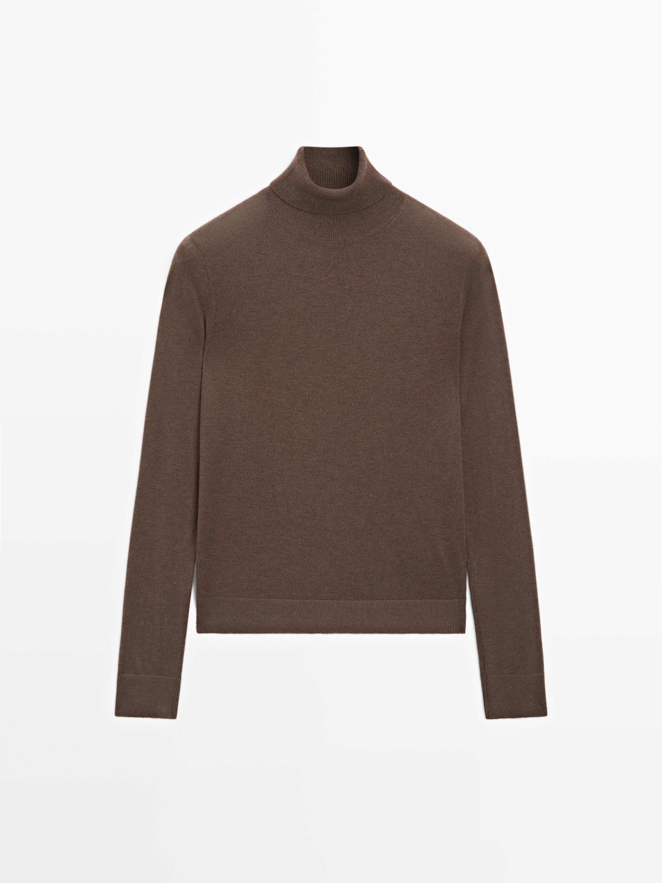 Wool blend knit sweater. High neck. Ribbed trims . Soft fabric that’s pleasant to the touch . F... | Massimo Dutti US