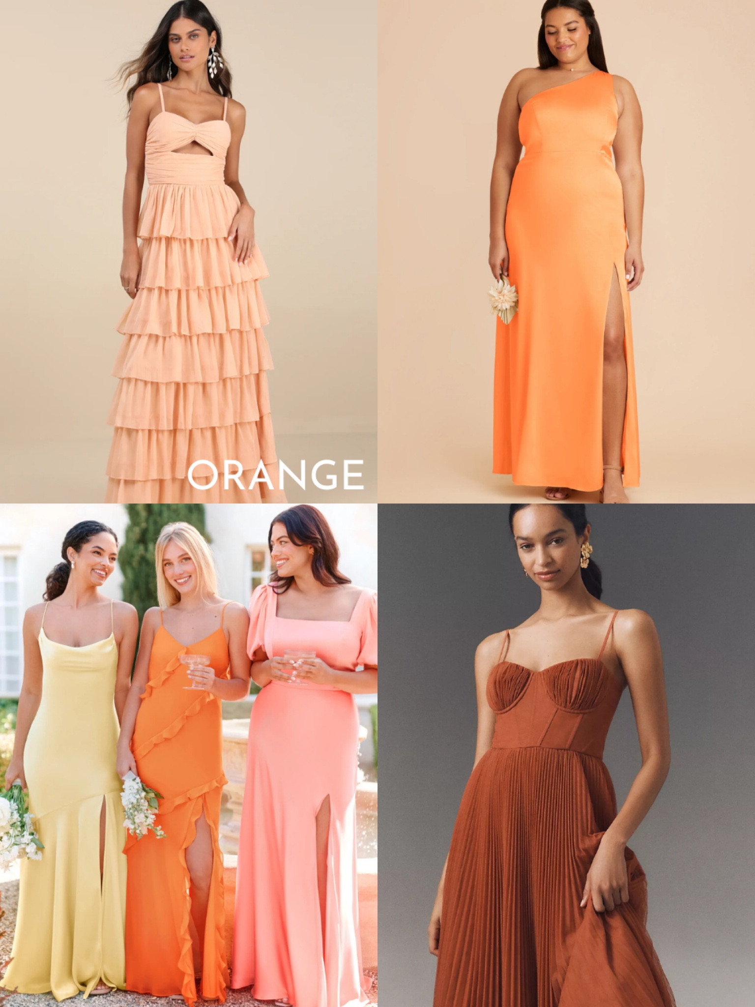 Bridesmaid dresses by color: orange 