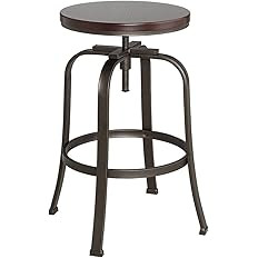 Radin Hammered Bronze Metal Swivel Bar Stool Brown 29" High Modern Industrial Solid Dark Wood Adj... | Amazon (CA)