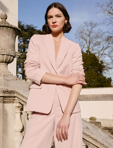 Jamie Linen Blend Blazer - Pale Pink | Cefinn