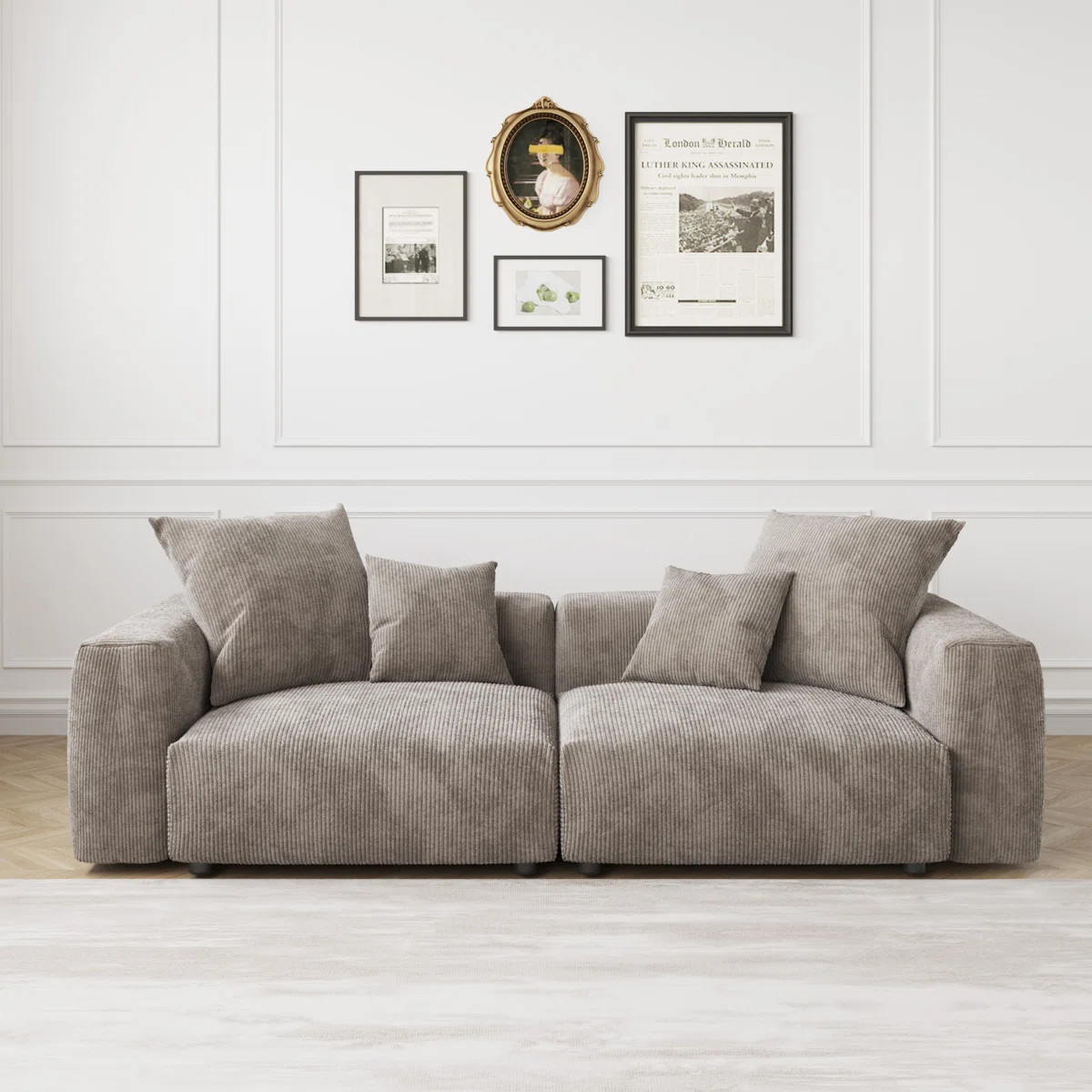 102.36'' Corduroy Upholstered, 2 Seater Modular Sofa | Wayfair North America