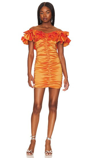 Nikolina Ruched Dress in Orange | Burnt Orange Dress | Formal Wedding Guest Dress Formal | Revolve Clothing (Global)