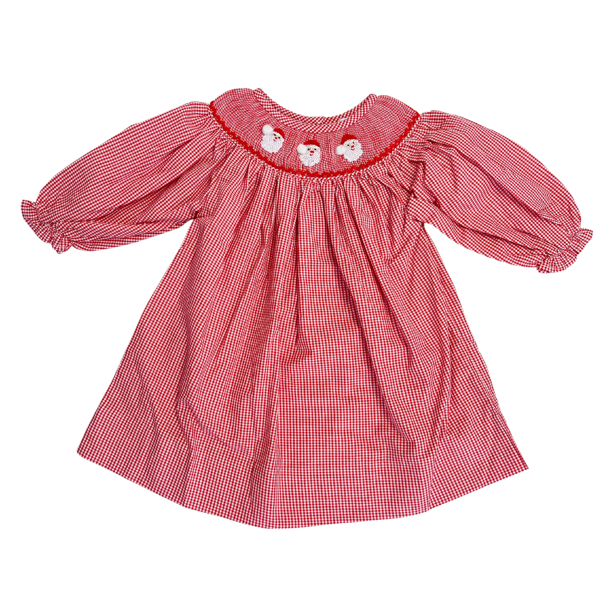PRE-ORDER Red Gingham Santa Smocked Dress | Lillie & Lilah
