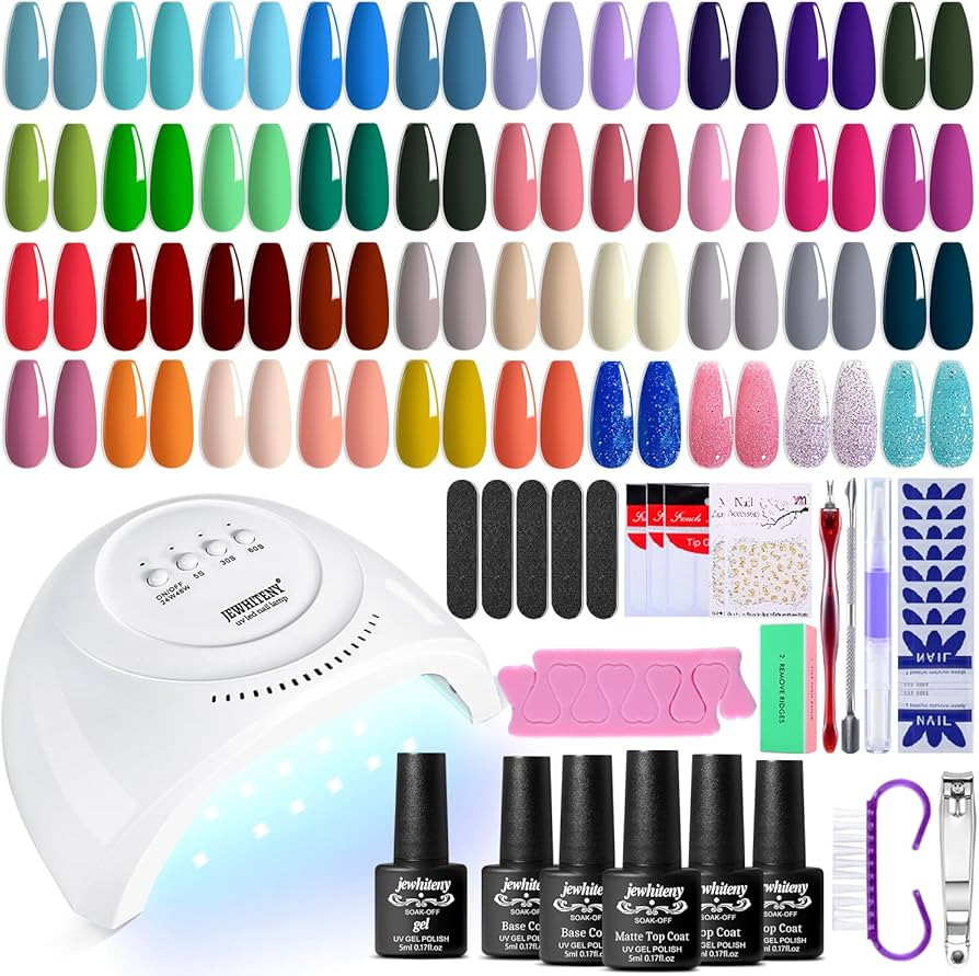 JEWHITENY 45PCS Gel Nail Polish Kit with U V Light LED Nail Lamp 40 Colors Gel Nail Polish Set Ma... | Amazon (US)