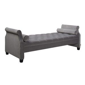 Eliza Roll Arm Sofa Bed with Bolster Pillows Opal Grey | Homesquare
