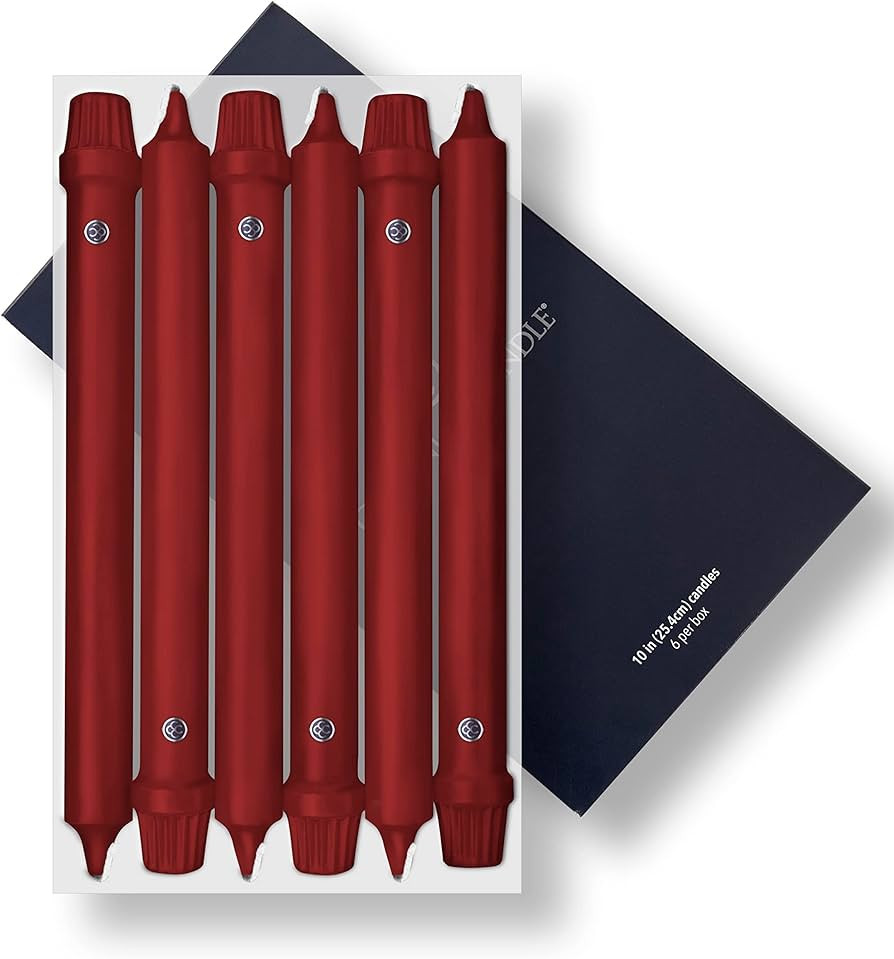Colonial Candle Unscented Taper Candle, Classic Collection, Red, 10 in, Pack of 6 Candlesticks - ... | Amazon (US)