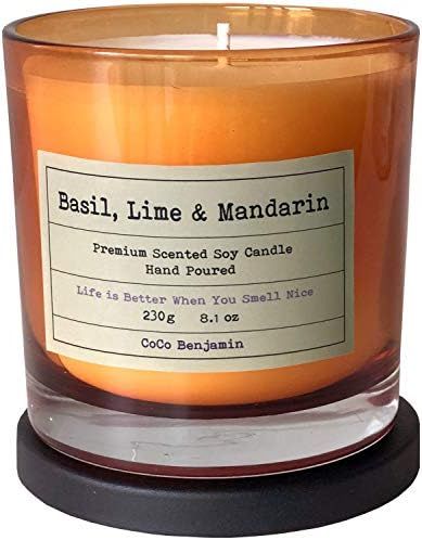 (Basil, Lime & Mandarin) 8.1 oz, 100% Soy, Hand Poured Soy Candle, Highly Scented | Amazon (US)