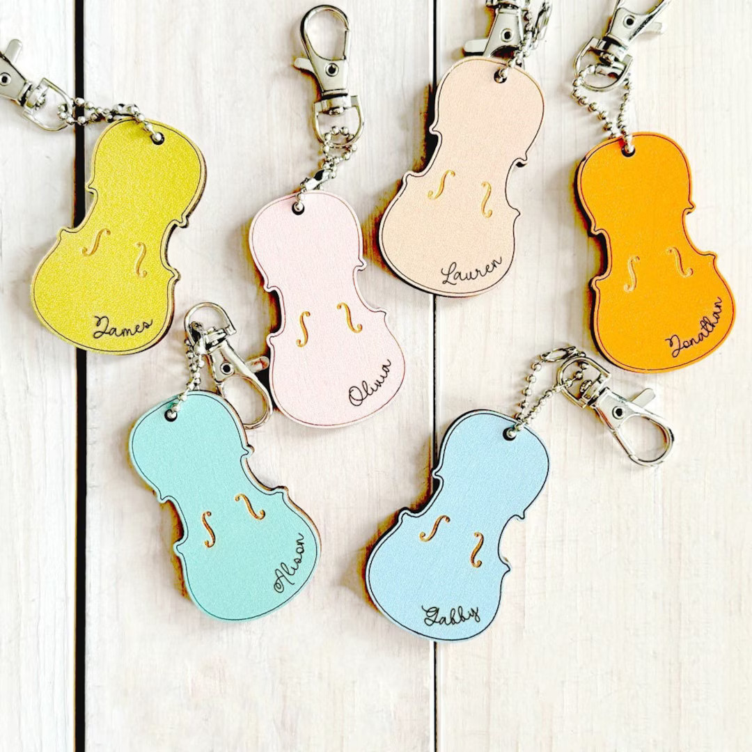 Personalized Colour Violin Keychain, Musician Gift, Wooden Keychain, Violin Gift, Violinist, Engr... | Etsy (US)