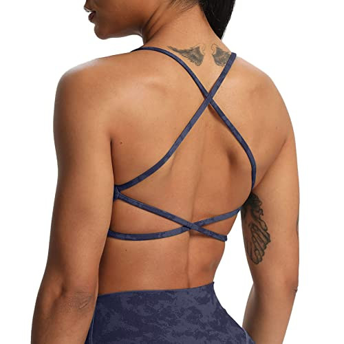 Aoxjox Women's Workout Sports Bras Fitness Backless Padded Ivy Low Impact Bra Yoga Crop Tank Top | Amazon (US)