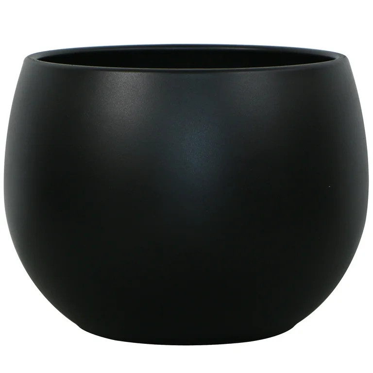 Mainstays Jordan 16" x 16" x 12" Large Round Rich Black Resin Planter | Walmart (US)