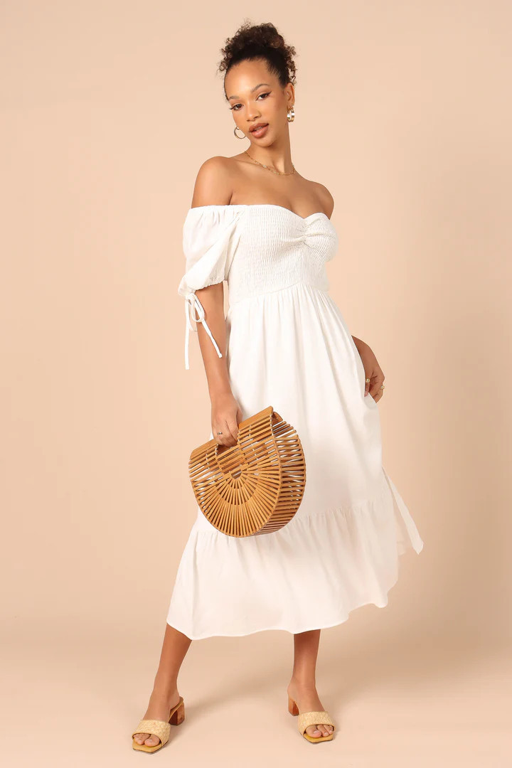 Conrad Off Shoulder Dress - White | Petal & Pup (US)