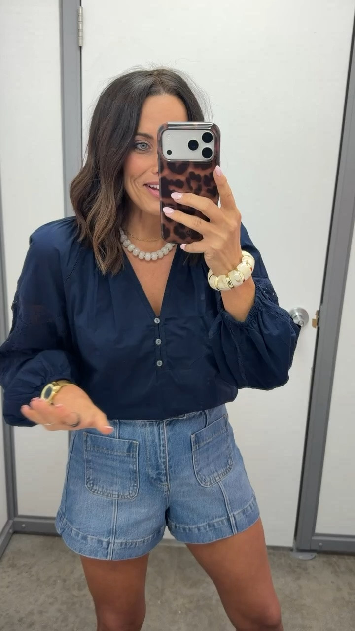 Okayyy Walmart popped off with this one 👏 This navy top is so pretty and these denim shorts are giving the cutest easy summer outfit. Size XS, 5’3 for reference. #walmartfinds #walmartfashion #walmartstyle #affordablefashion #summeroutfit #ltkfinds