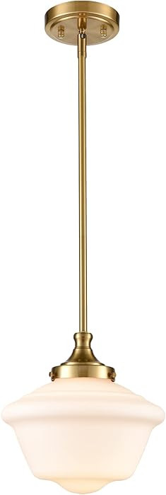 SAMTEEN Modern Gold Pendant Light Schoolhouse Light Fixture 10-Inch White Glass Pendant Lighting ... | Amazon (US)