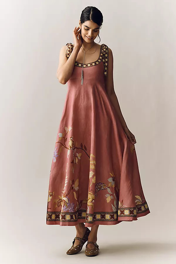 ALÉMAIS Zuri Linen Ballet Midi Sundress | Anthropologie (US)