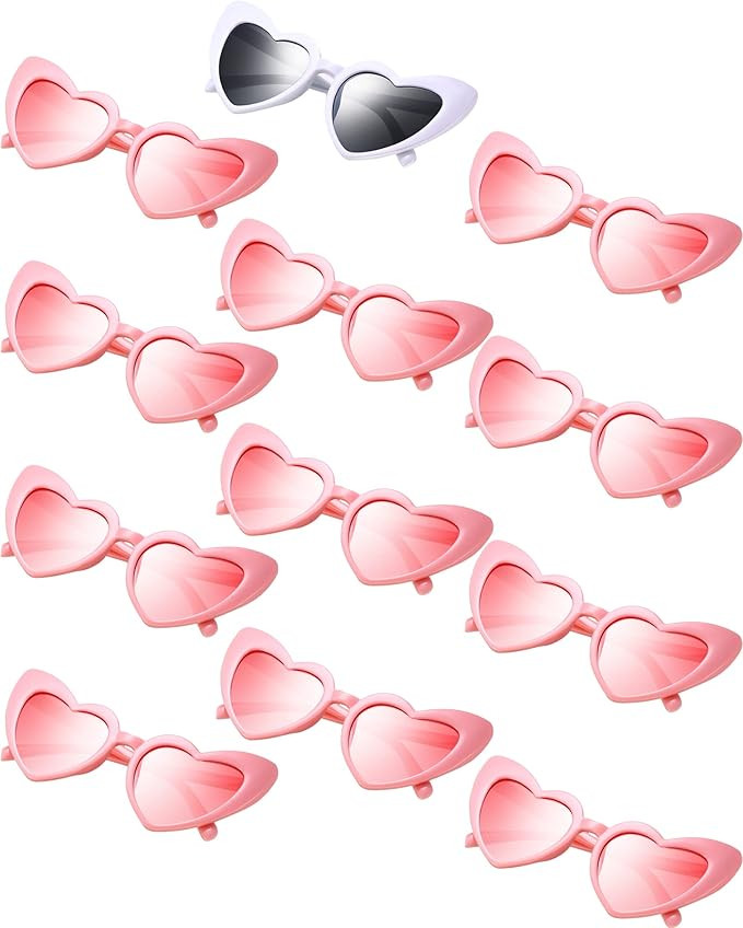 Flutesan 12 Pair Wedding Heart Shaped Sunglasses Bachelorette Vintage Cat Summer | Amazon (US)