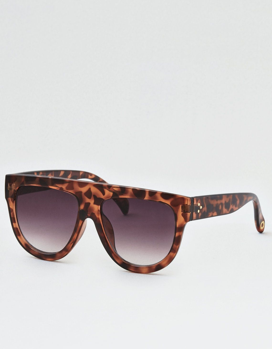 Tort Oversized Shield Sunglasses, Brown | American Eagle Outfitters (US & CA)