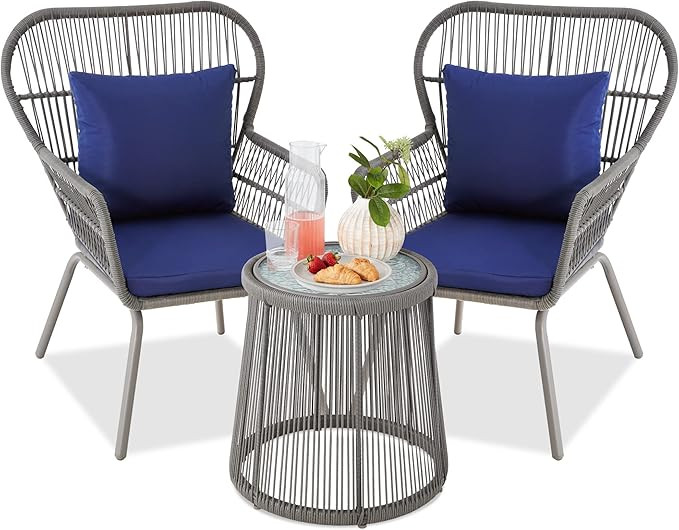 Best Choice Products 3-Piece Patio Conversation Bistro Set, Outdoor All-Weather Wicker Furniture ... | Amazon (US)