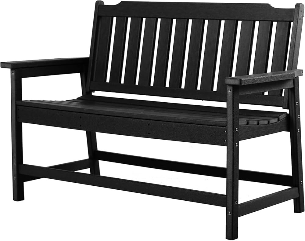 VOQNIS Outdoor Porch Bench, HDPE All-Weather Corrosion Resistant Material for Patio Deck, Garden ... | Amazon (US)