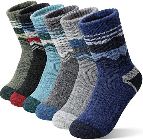EBMORE Kids Merino Wool Hiking Socks Thermal Winter Warm Thick Boys Toddlers Girls Cushion Crew S... | Amazon (US)