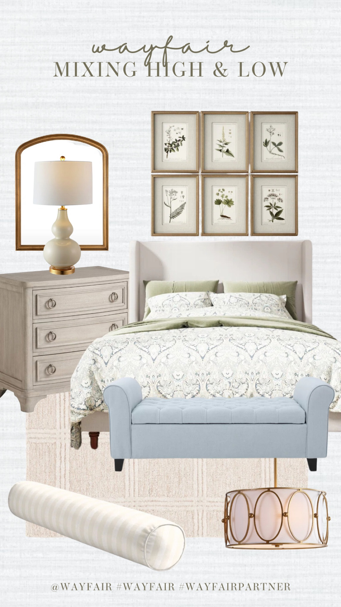 Mixing high, low and medium priced items for a gorgeous classic southern style bedroom design @wayfair #wayfair #wayfairpartner 