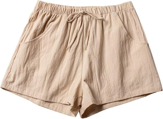 Womens Shorts Casual Casual Linen Shorts Women Gym Workout High Waisted Ladies Short Femme Sport ... | Amazon (US)