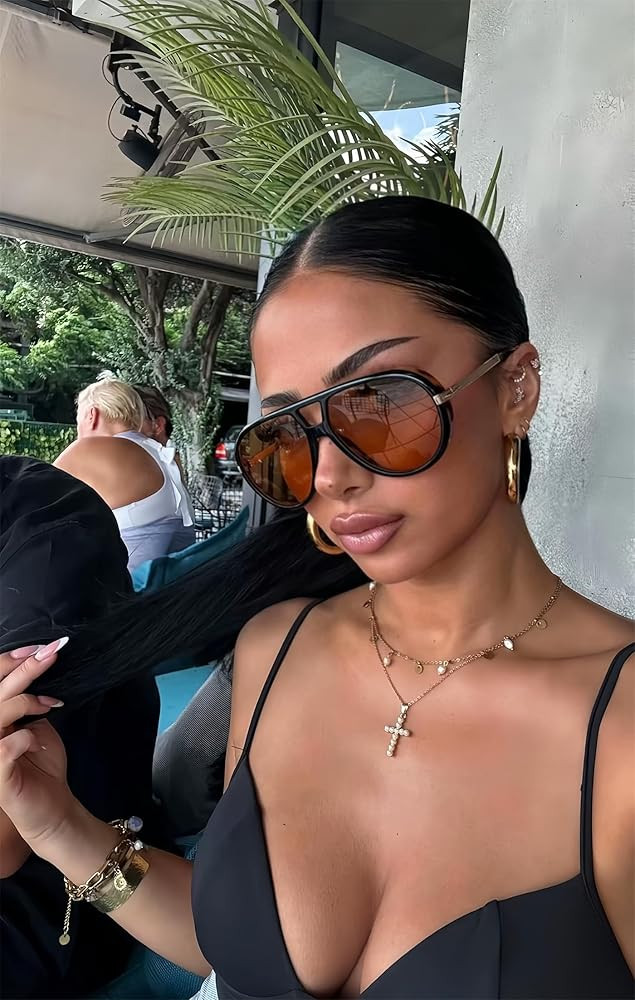 Retro Gold Aviator Sunglasses for Women Men, 2026 Metal Oversized 70s Aviators Black Sun Glasses | Amazon (US)