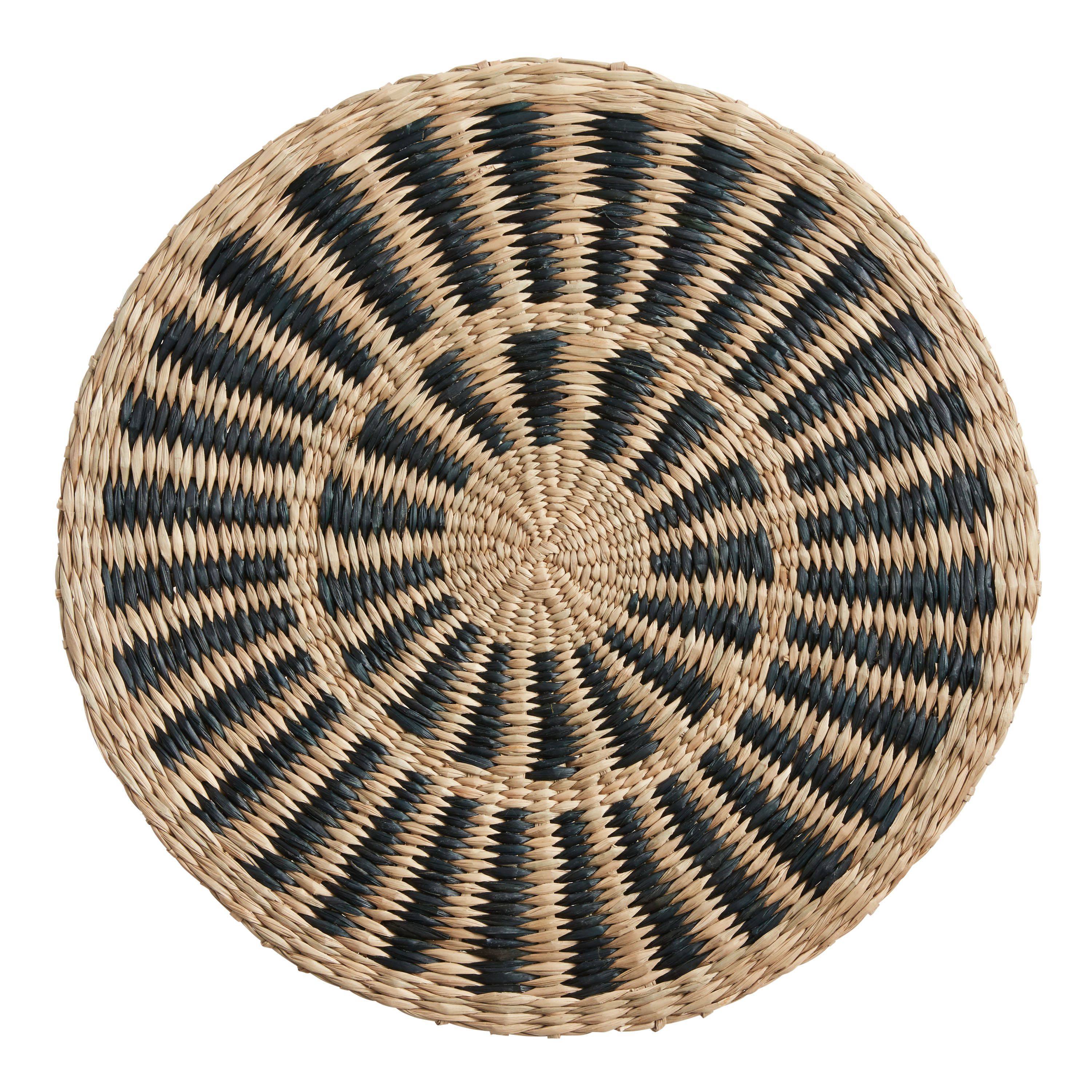 Round Natural and Black Woven Fiber Placemat | World Market