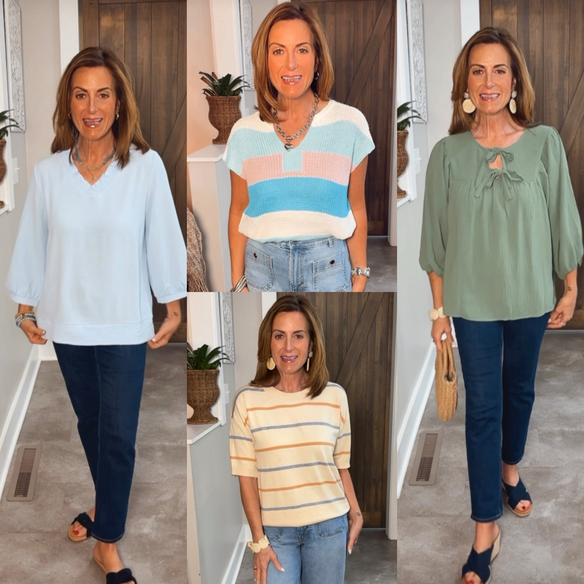 Jeans + these tops = instant outfit.
I’m wearing each in my true side small.  These are very affordable and available in multiple colors.

#LTKvlog