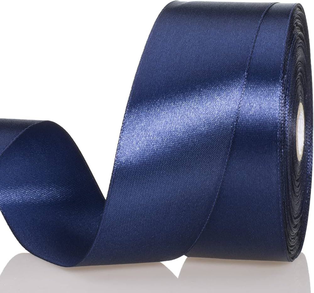 YASEO 1 1/2 Inch Navy Solid Satin Ribbon, 50 Yards Craft Fabric Ribbon for Gift Wrapping Floral B... | Amazon (US)