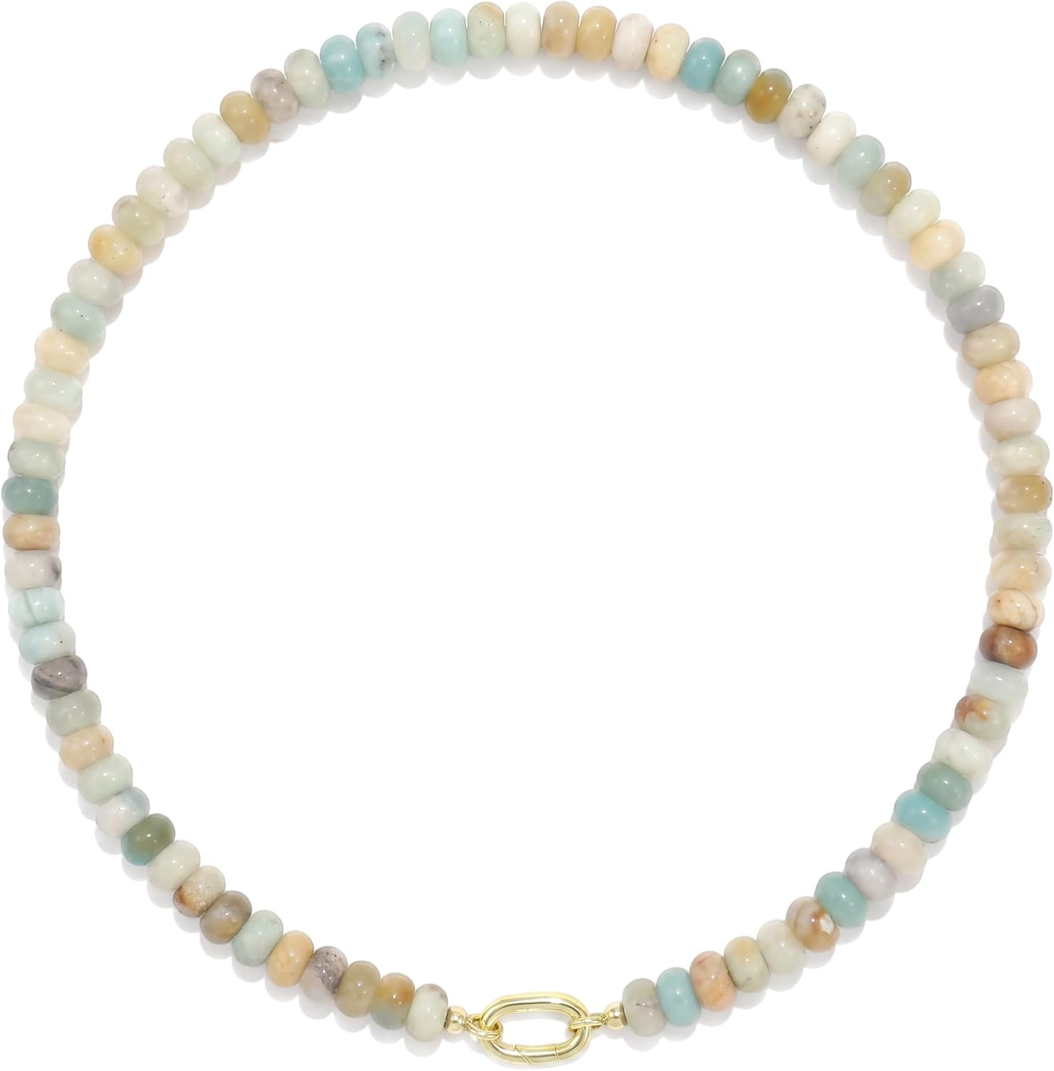 Beaded Natural Stone Necklaces for Women Choker Gemstone Bead Summer Beach Jewelry Necklace | Amazon (US)
