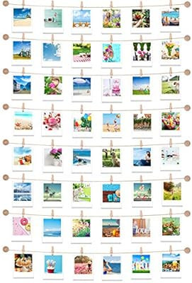 Hanging Instant Photo Display Decorative Wall Hanging String with Clips, Stick and Hang Photo Wal... | Amazon (US)