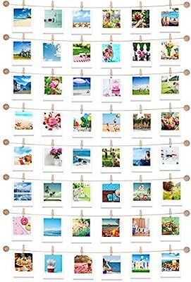 Hanging Instant Photo Display Decorative Wall Hanging String with Clips, Stick and Hang Photo Wal... | Amazon (US)