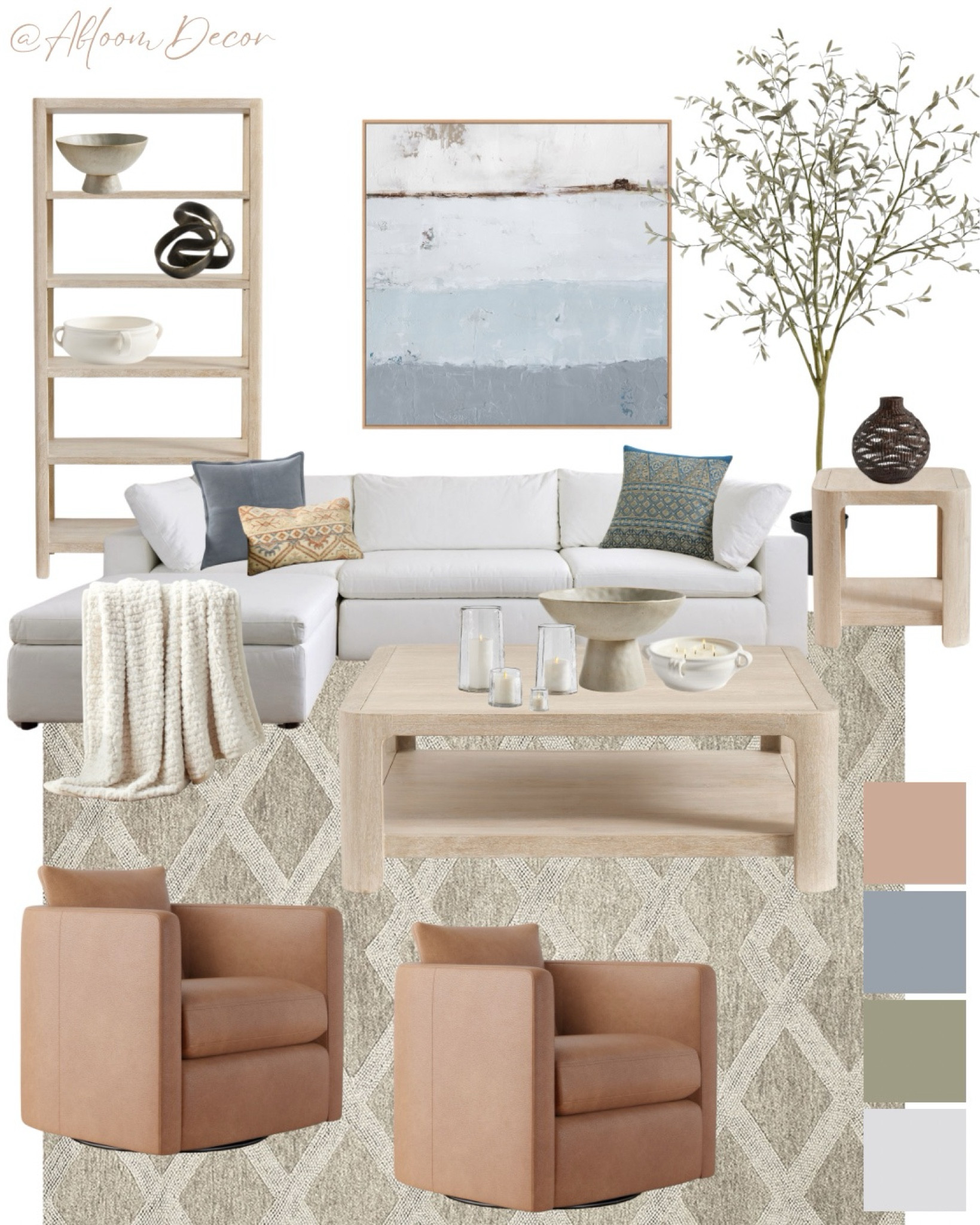 Pacific coastal living room design idea with soothing blues, creams, and neutrals.

#LTKHome