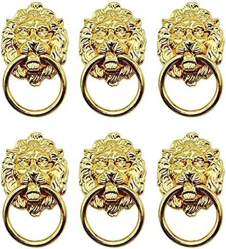 6 Pack Dresser Drawer Cabinet Lion Head Pull Handle Knobs with Drawer Ring 1.57 x 2.64 Inch Door ... | Amazon (US)