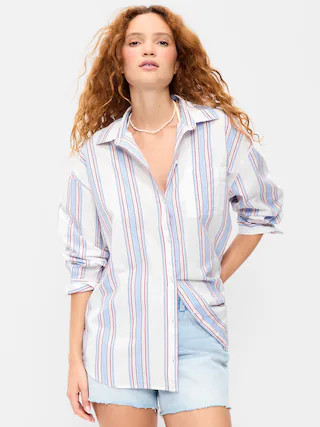 Oversized Button-Down Boyfriend Shirt | Old Navy (US)
