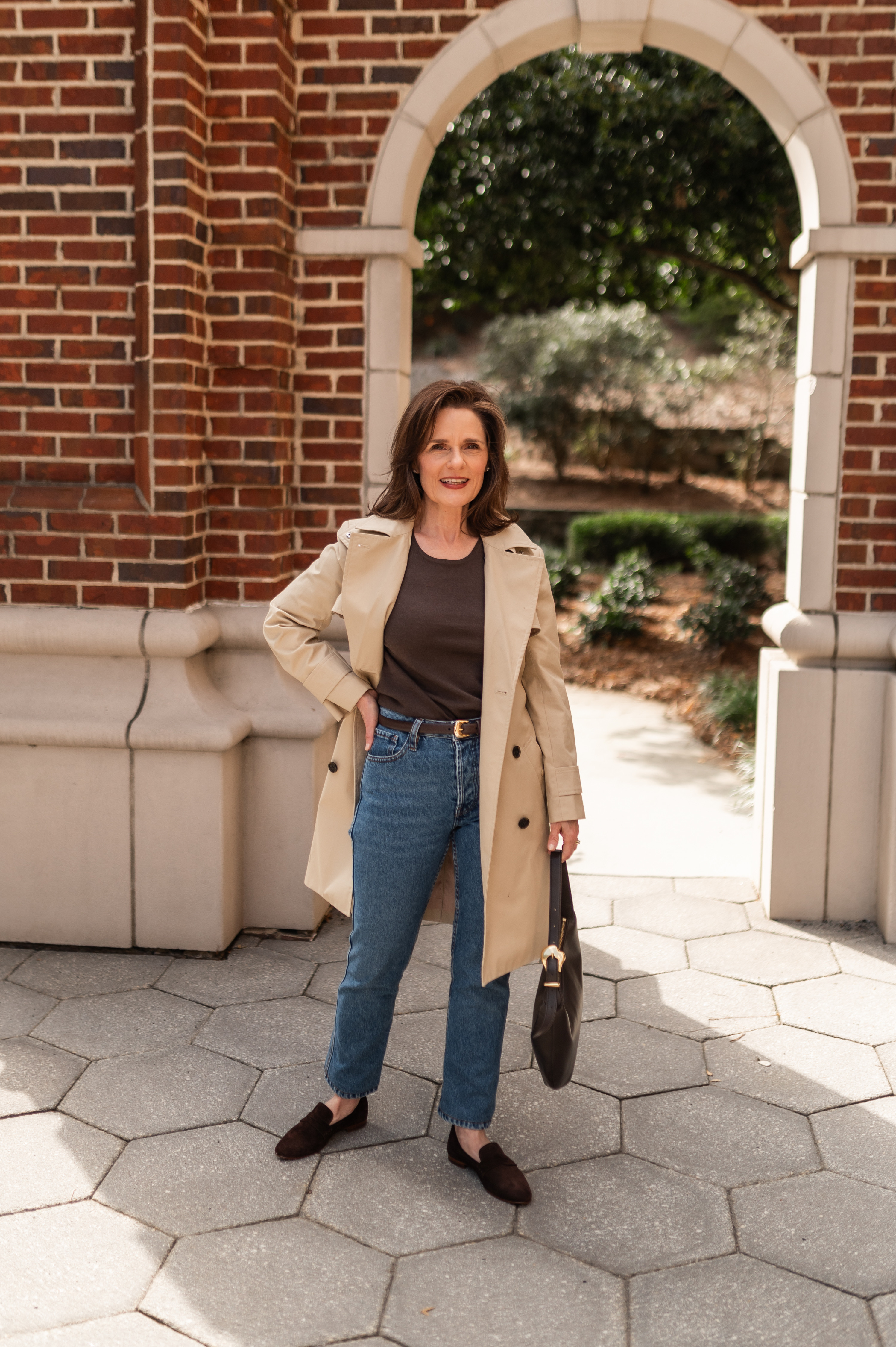 The perfect petite-friendly straight-leg jeans to go with all of your fall loafers.  The back pocket placement does wonders for how the back end looks.  

A favorite lightweight merino wool brown sweater and petite trench coat make the perfect elevated fall denim look.

These suede loafers are so soft and mold to the feet like a glove. 

 #ltkpetite #petite 

#LTKOver40 #LTKStyleTip #LTKShoeCrush