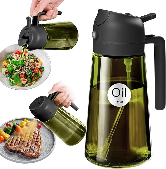 YARRAMATE 16oz/470ml Light-Blocking Dark Oil Sprayer for Cooking, 2 in 1 Olive Oil Dispenser Bott... | Amazon (US)