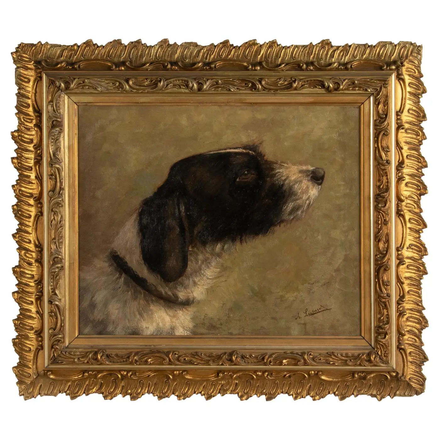 Antique Oil Painting of a English Springer Spaniel Dog by Alice Léotard | 1stDibs