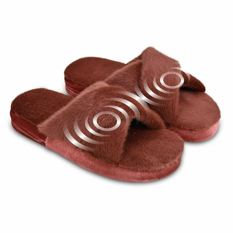 Health Touch Memory Foam Women's Massaging Slippers, One Size Fits Most, Red | Walmart (US)