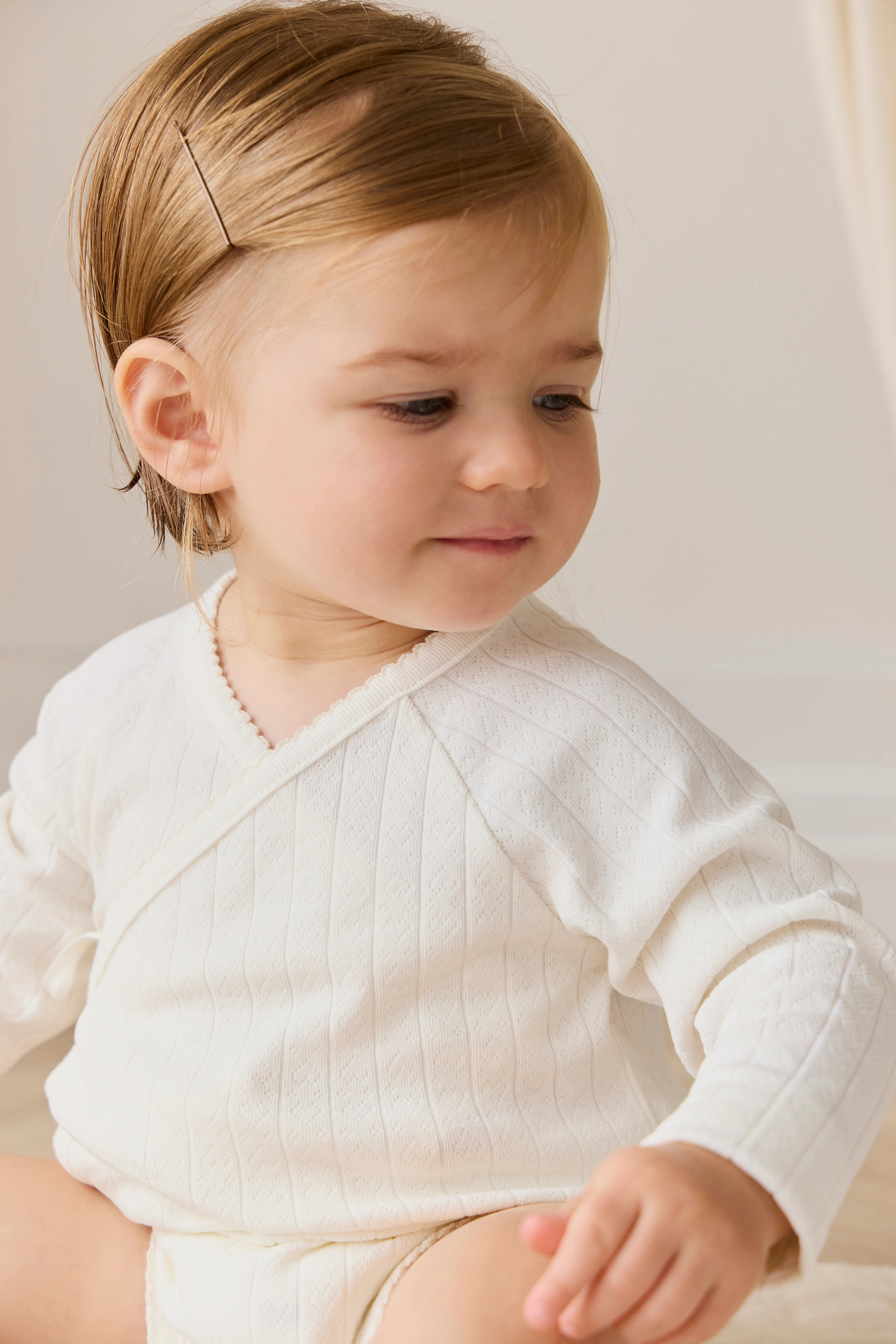 Organic Cotton Marina Bodysuit - Sweet Heart Pointelle Parchment | Jamie Kay