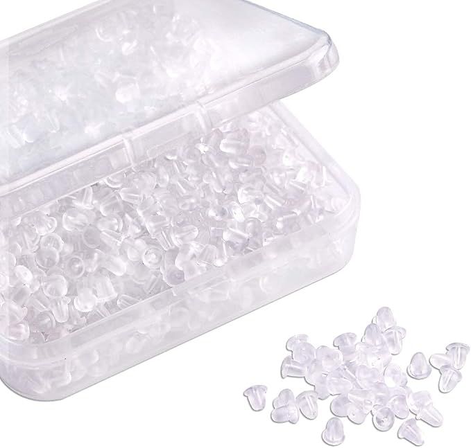 Clear Earring Back 4 mm Silicone Clear Earring Clutch Safety Backings 1200 Pieces | Amazon (US)
